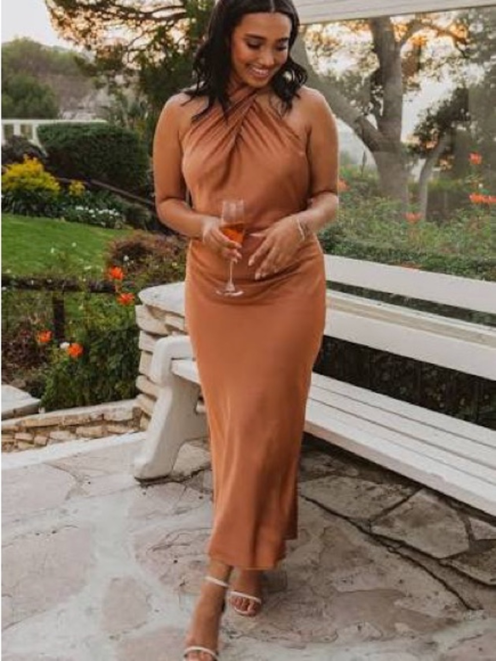 Women's Jasmine Halter Slip Dress in Copper